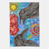 Cute et drôle Bickering Crows Serviette de cuisine (Vertical)