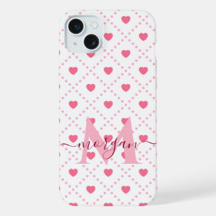 Cute et élégant Coeur rose Coque personnalisé Mono