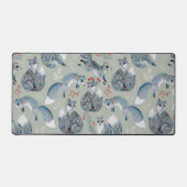 Cute et fantaisie renard gris et motif de fleurs (Recto)