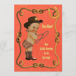 Cute Ethnic Little Cowboy Baby shower Kaart