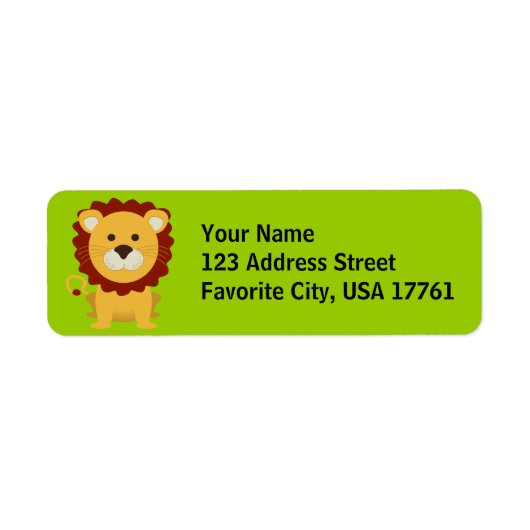 Cute Étiquettes de adresse Lion (Devant)