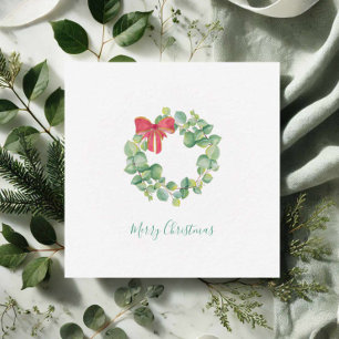 Cute Eucalyptus WreatWaterverf Kerstmis Notitiekaartje