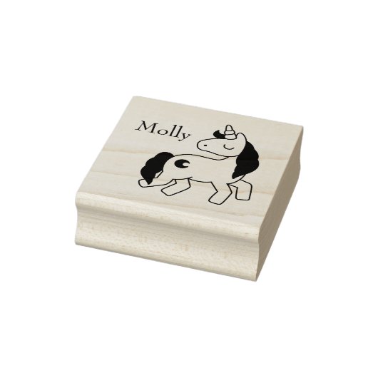 Cute Ewn Name Unicorn Custom Initiaal Rubberstempel (Stempel)
