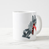 Cute Excited Cartoon Wolf Extra Grote Beker (Voorkant rechts)