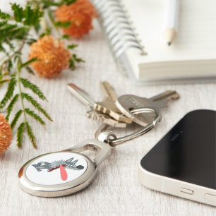 Cute Excited Cartoon Wolf Metal Sleutelhanger