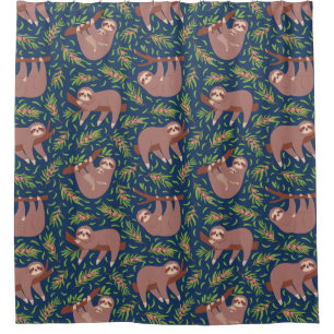 Cute Exotique Noël Animaux Douche Rideau