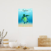 Cute Explorer Tortue de mer Genre Poster Neutre (Cuisine)