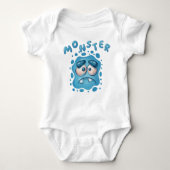Cute Expressions Blue Monster Face Romper (Voorkant)