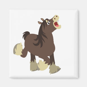 Cute Exuberant Cartoon Shire Horse Magnet Magneet