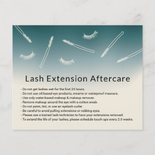 Cute Eyelash Extensions Blauwgroen Ombre Aftercare Flyer