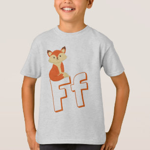 Cute F voor Fox - Kinder ABCD English alfabet T-shirt