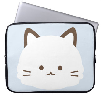 Cute face kat met pastelblauwe achtergrond laptop sleeve