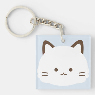 Cute face kat met pastelblauwe achtergrond sleutelhanger