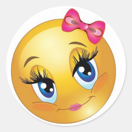 Cute Face met Bow Ronde Sticker (Voorkant)