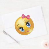 Cute Face met Bow Ronde Sticker (Envelop)