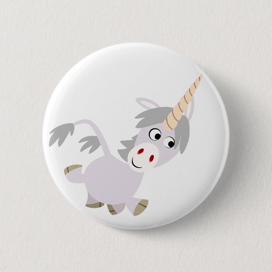 Cute Facetious Cartoon Unicorn Button Badge (Voorkant)