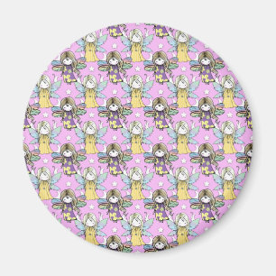 Cute Fairies and Stars and Moons Pattern Magneet