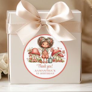 Cute Fairy 1e Verjaardag Roze Bloemendoos Cadeau D Ronde Sticker