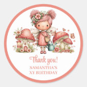 Cute Fairy 1st Birthday Pink Floral Party Stickers (Devant)