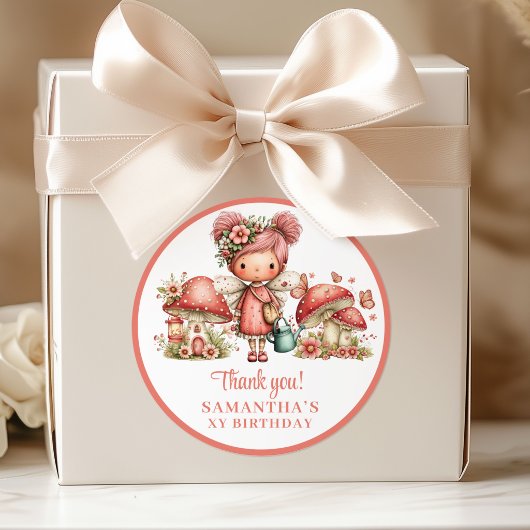 Cute Fairy 1st Birthday Pink Floral Party Stickers