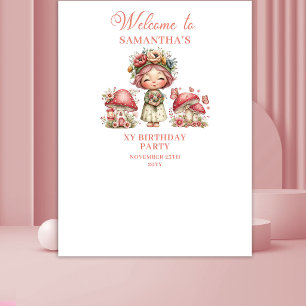 Cute Fairy 2e Verjaardag Pastel Roze Banner Wandkleed