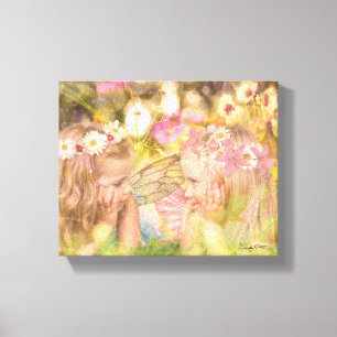 Cute Fairy Best Friends Fantasy Artwork Canvas Afdruk