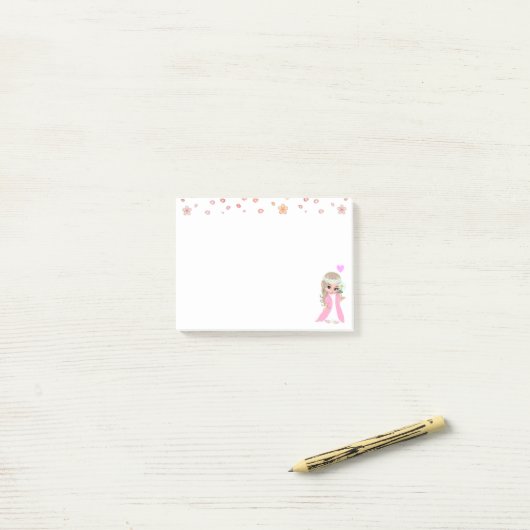 Cute Fairy en Flowers on White Post-it® Notes (Op bureau)