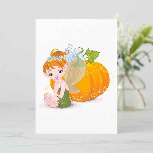 Cute Fairy en Pumpkin Kaart