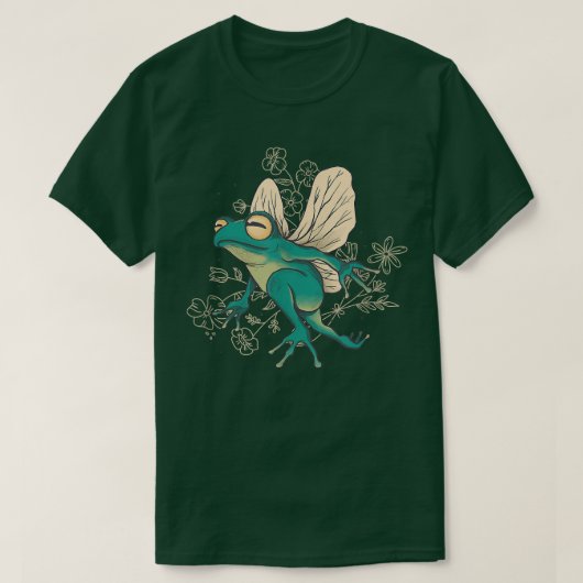 Cute Fairy Frog with Wings and Floral Elements  T-shirt (Design voorkant)