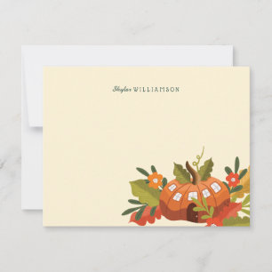 Cute Fairy Garden Autumn Leafs Mushroom & Pumpkin Notitiekaartje