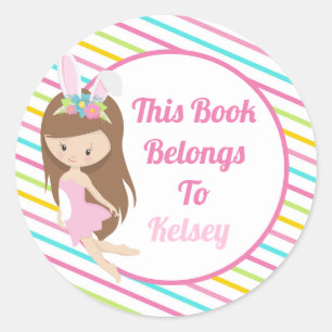 Cute Fairy Girl Custom Roze Dit boek behoort tot Ronde Sticker