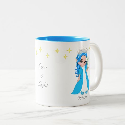 Cute Fairy Princess & Stars Tweekleurige Koffiemok (Voorkant rechts)