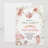 Cute fairy tea party invitation (Devant / Derrière)