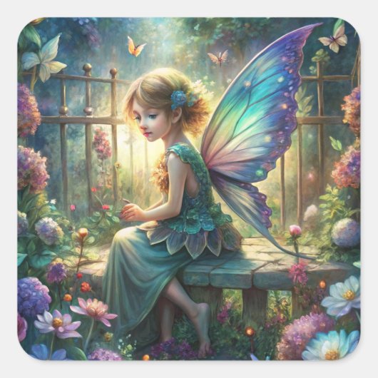 Cute Fairy  Vierkante Sticker (Voorkant)