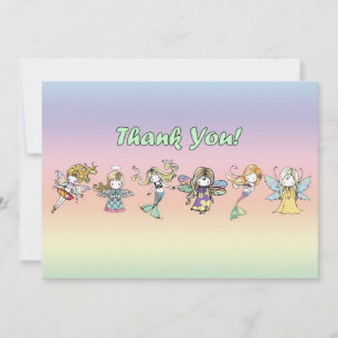 Cute Fairy Zeemeermin Engel Bijpassende Dankkaarte Notitiekaartje
