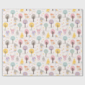 Cute Fall Forest animals with kites and trees Cadeaupapier (Vlak)