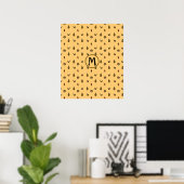 Cute Fall Leaves Acortern Pattern Custom Monogram Poster (Thuiskantoor)