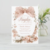 Cute Fall Little Citrouille Baby shower Invitation (Debout devant)