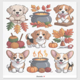 Cute fall puppies  sticker