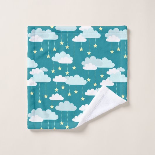 Cute Falling Stars & Clouds Pattern Bad Handdoek (Wasdoekje)