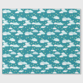 Cute Falling Stars & Clouds Pattern Cadeaupapier (Vlak)