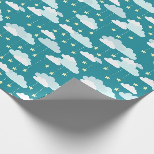 Cute Falling Stars & Clouds Pattern Cadeaupapier (Hoek)
