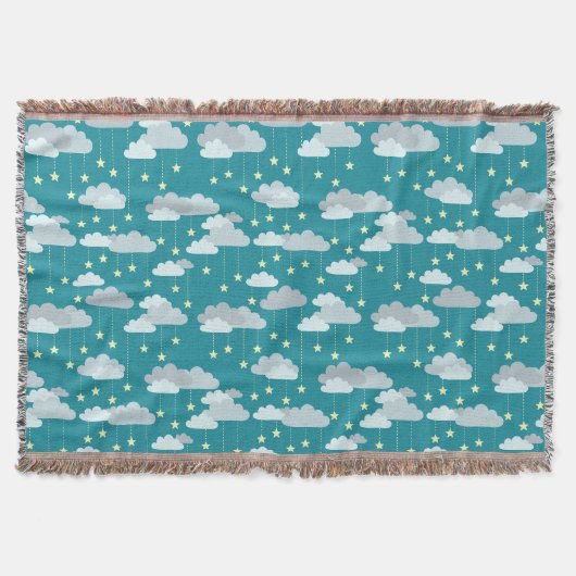 Cute Falling Stars & Clouds Pattern Deken (Voorkant)