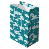 Cute Falling Stars & Clouds Pattern Medium Cadeauzakje (Achterkant Gekanteld)