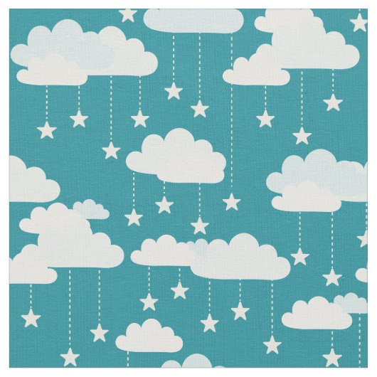 Cute Falling Stars & Clouds Pattern Stof (Close Up)