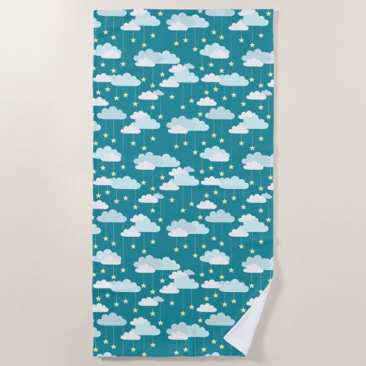 Cute Falling Stars & Clouds Pattern Strandlaken (Voorkant)