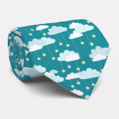Cute Falling Stars & Clouds Pattern Stropdas (Opgerold)
