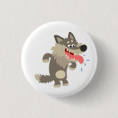 Cute Famated Cartoon Wolf Button Badge (Voorkant)