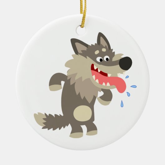 Cute Famated Cartoon Wolf Ornament (Voorkant)