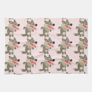 Cute Fameux Cartoon Wolf Serviette de cuisine